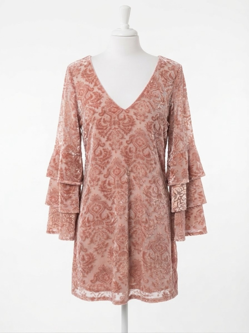 Lucy Love Shine On Blush Burnout Velvet Mini Dress M